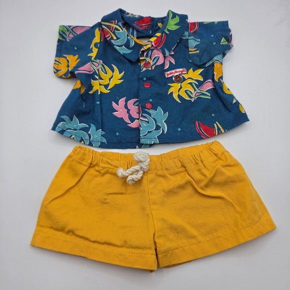 Teddy Ruxpin Other - Vintage Teddy Ruxpin Summertime Outfit Tropical Shirt Yellow Shorts WOW 1980s